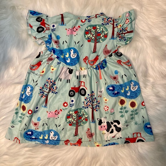 Ruffled Sleeve Farmyard Print Dress : Size Small - Picture 2 of 3